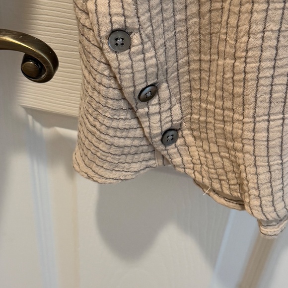 Garnet Hill Jersey Top, Beige/Tan with Gray Stripe, Size 18 - Picture 3 of 10